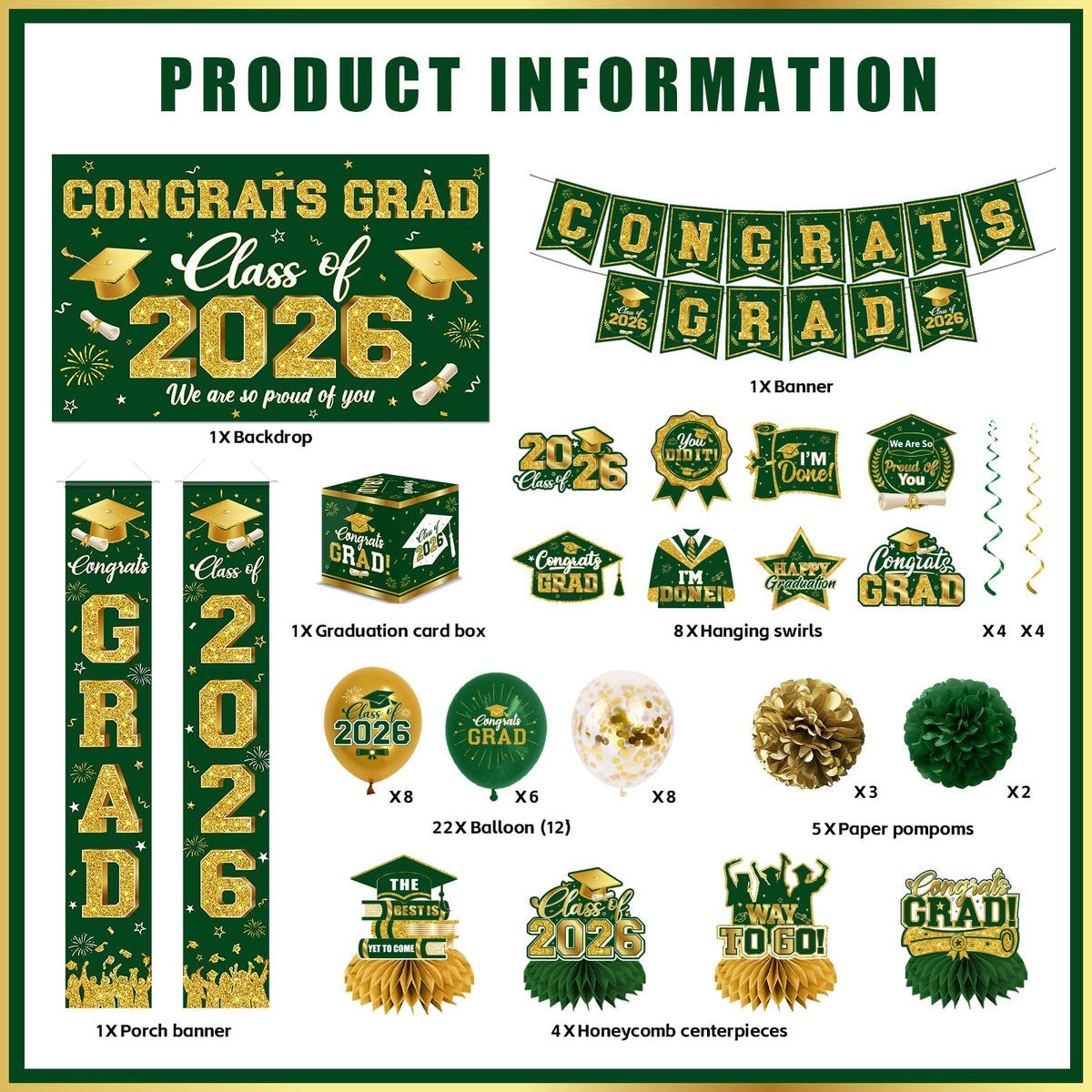 CMUSKO graduation green porch sign adds welcoming decor.