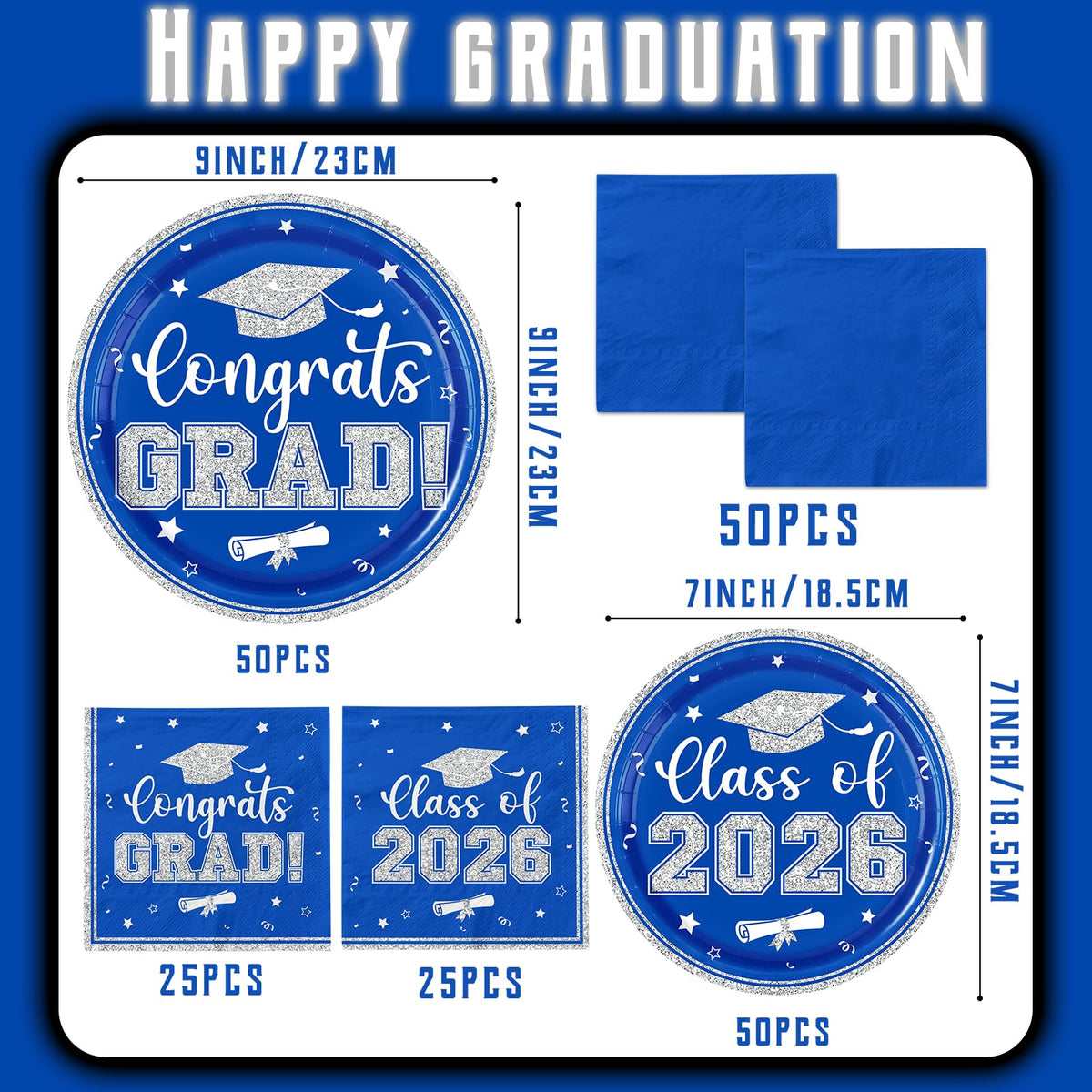 CMUSKO graduation napkins 4.9inch in blue for easy handling