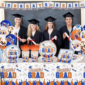 CMUSKO graduation tablecloth creates a clean backdrop for photos and dining