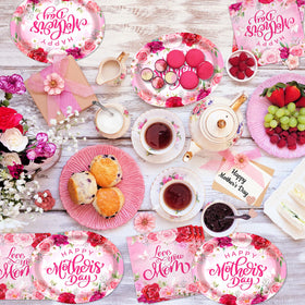 CMUSKO Mother's Day napkins featuring pink blooms for coordinated decor
