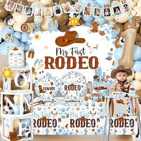 CMUSKO My First Rodeo arch backdrop for photo moments at your kid's party