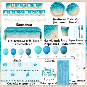 CMUSKO ocean tableware on durable plastic tablecloth