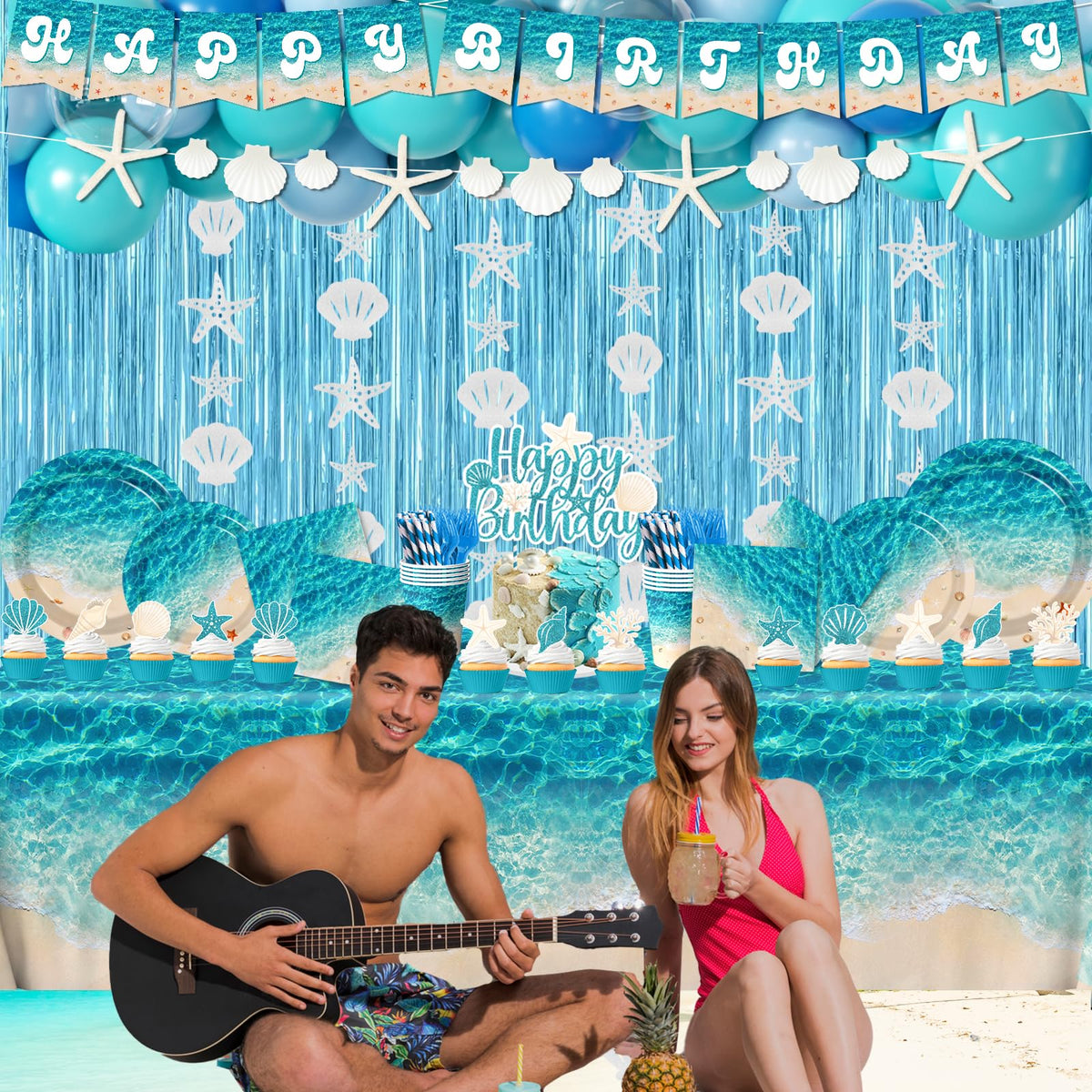 CMUSKO ocean waves balloons bring a festive seaside vibe to any party