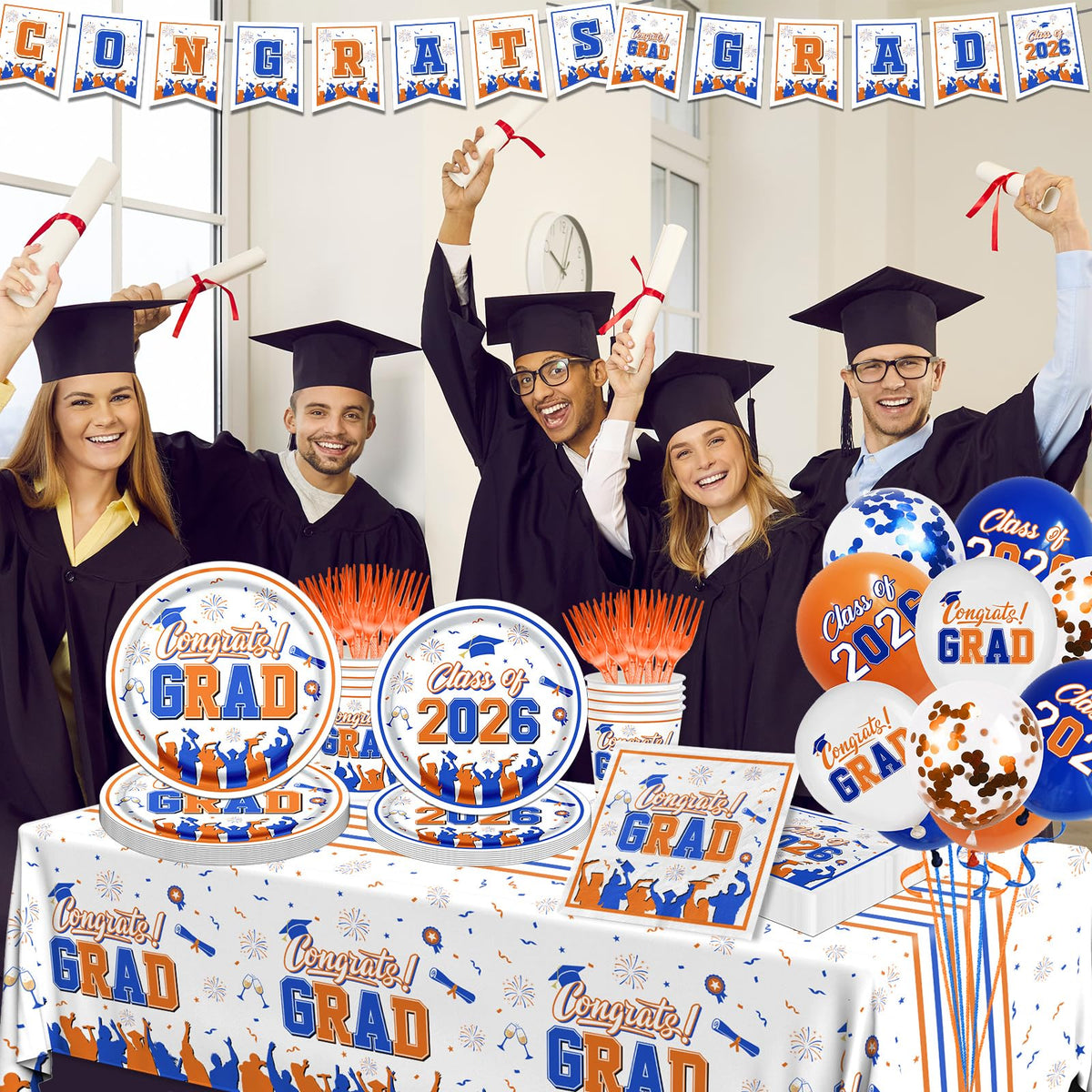 CMUSKO orange blue graduation plates for festive meals