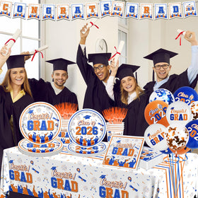 CMUSKO orange blue graduation plates for festive meals
