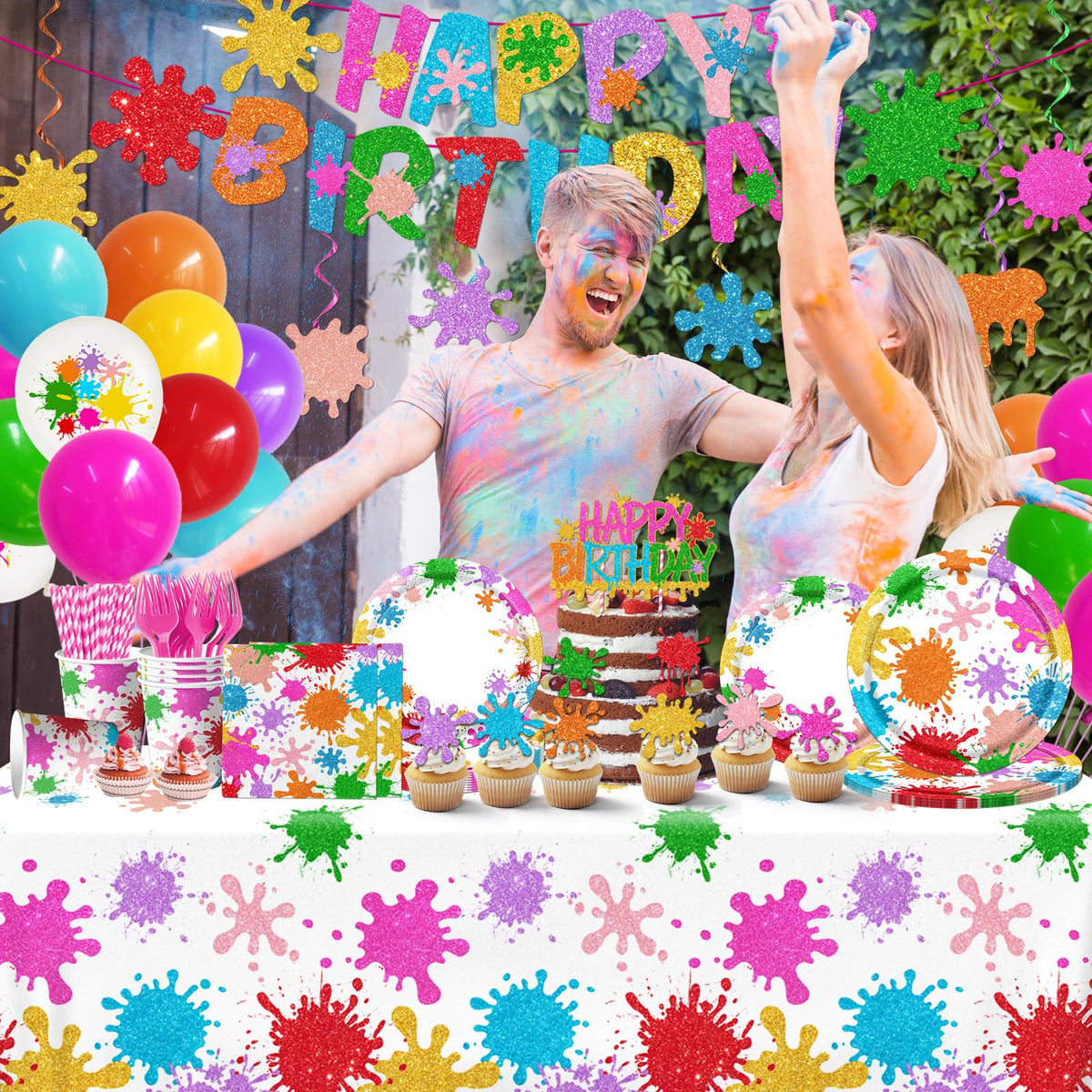 CMUSKO paint splatter hanging swirls add playful decor for photos