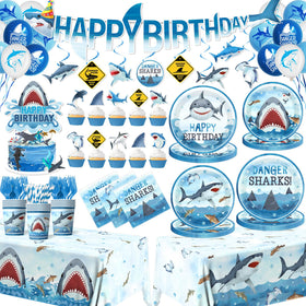 CMUSKO Shark banner decor for ocean-themed party celebrations
