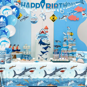 CMUSKO Shark plates and napkins set enhances serving with lively ocean vibes