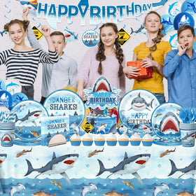 CMUSKO Shark tablecloth provides waterproof surface for easy cleanup