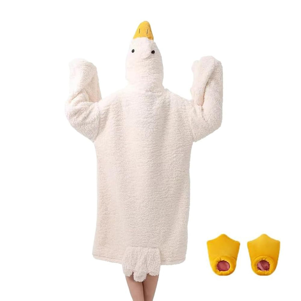 CMZYB CHOXIO white goose hoodie wearable blanket for adults and kids