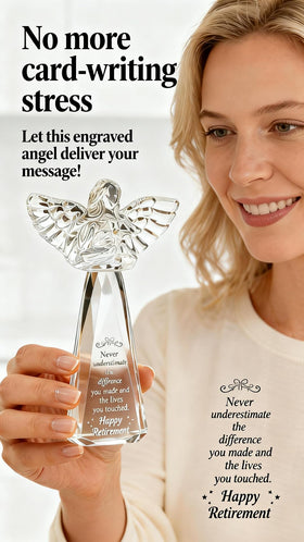 CNCRMEM 6-inch angel retirement figurine fits nicely on a desk or shelf.