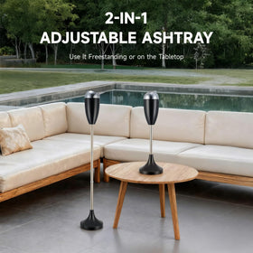 CO-Z adjustable ashtray at 20-inch height fits low surfaces safely