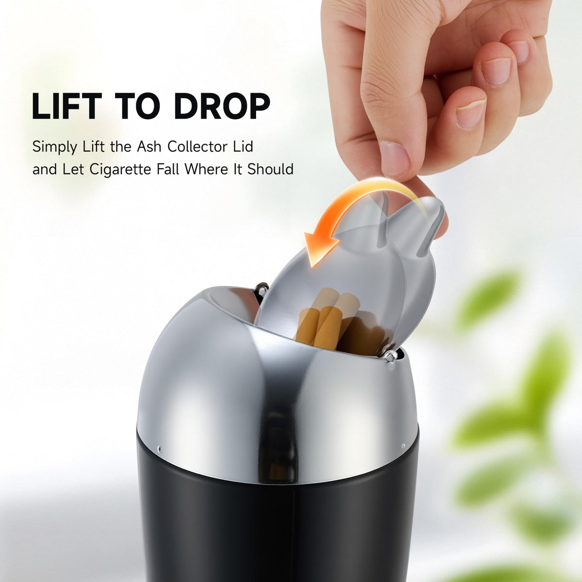 CO-Z ashtray with push-button dump simplifies ash disposal