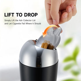 CO-Z ashtray with push-button dump simplifies ash disposal