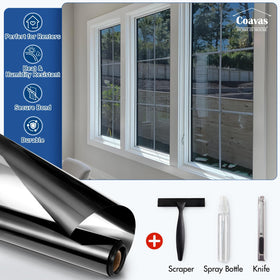 Coavas balcony and living room privacy window film with clear view outdoors.