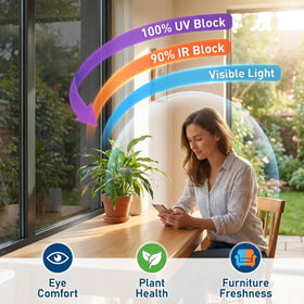 Coavas daytime one-way privacy film seen from indoors with exterior glare reduced.