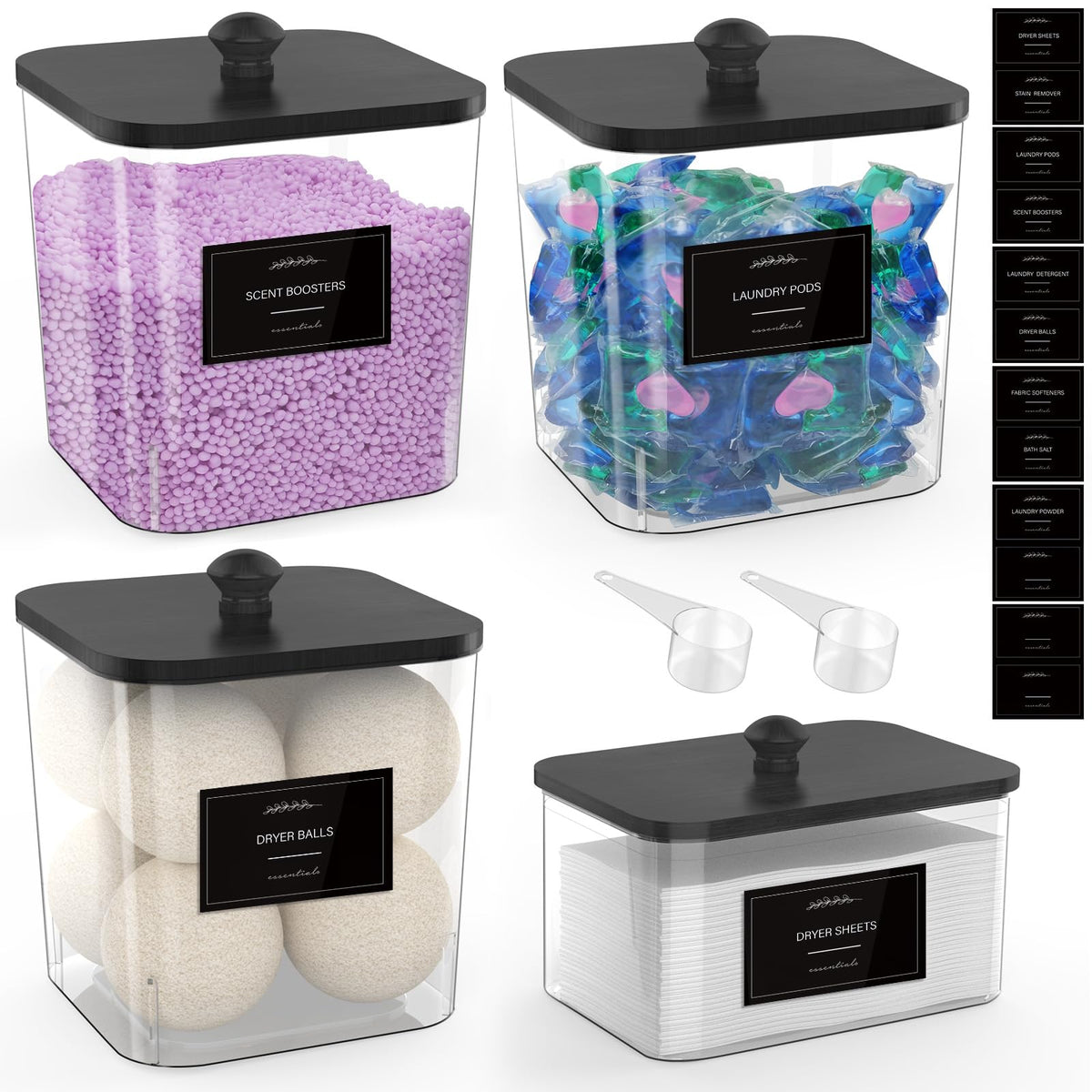 COAZEX clear laundry pod container with wide mouth for easy scooping.
