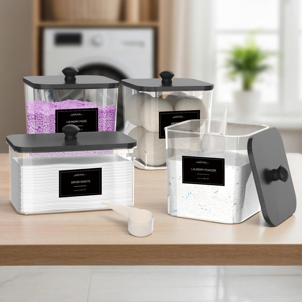 COAZEX powder detergent storage container keeps powders neatly organized.
