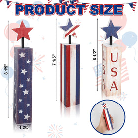 COCHIE patriotic wooden star candles, 7.5 inches, vibrant red white blue for mantels