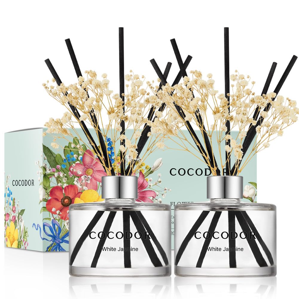 Cocodor preserved flower reed diffuser bottle and reeds for long-lasting fragrance