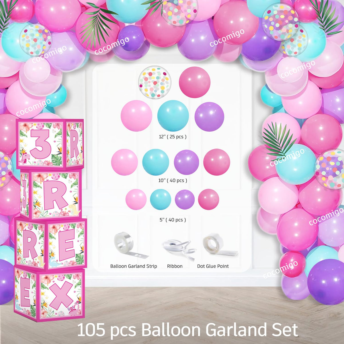 Cocomigo aluminum balloons in pink provide festive accents