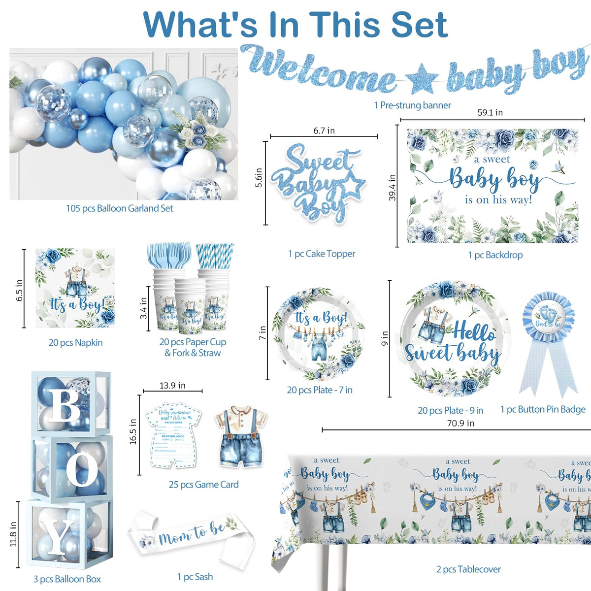 Cocomigo baby boy backdrop enhances the party scene with a sweet, welcoming atmosphere.