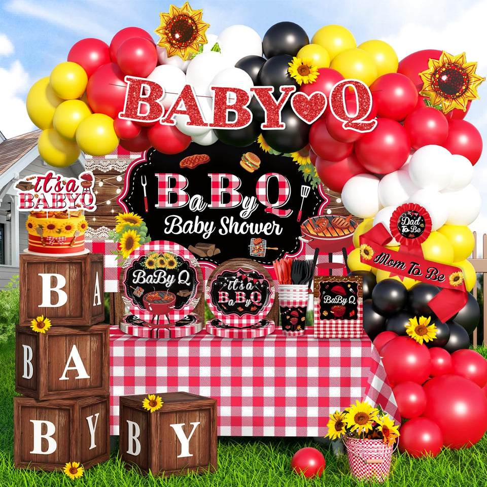 cocomigo banner for a chic BBQ baby shower adds instant focal decor