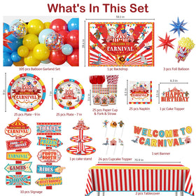 Cocomigo balloon arch adds festive drama for a carnival atmosphere.