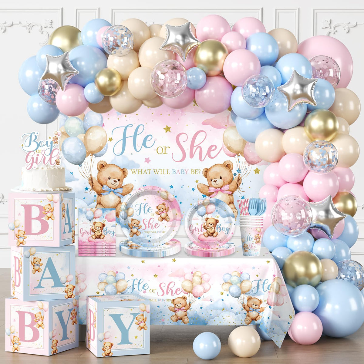 cocomigo bear gender reveal backdrop for memorable party photos