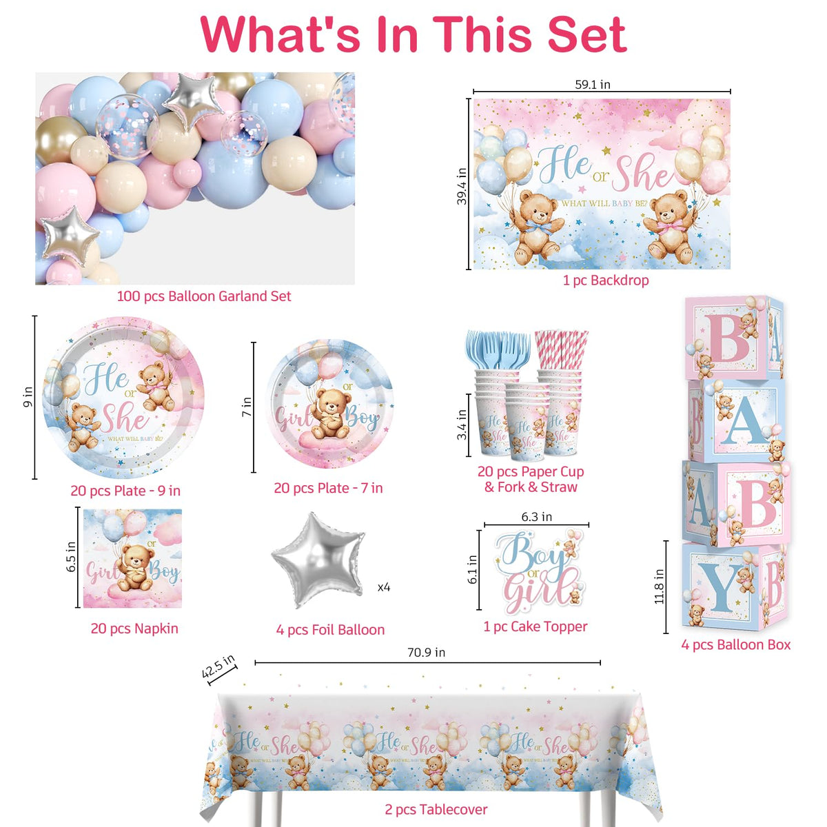 cocomigo bear gender reveal balloons collection brighten the party ambiance