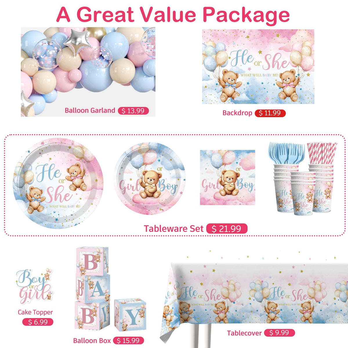 cocomigo bear gender reveal pentagram balloons add festive shimmer