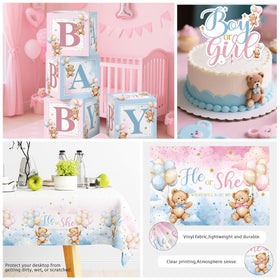 cocomigo bear gender reveal tableware set for 20 guests