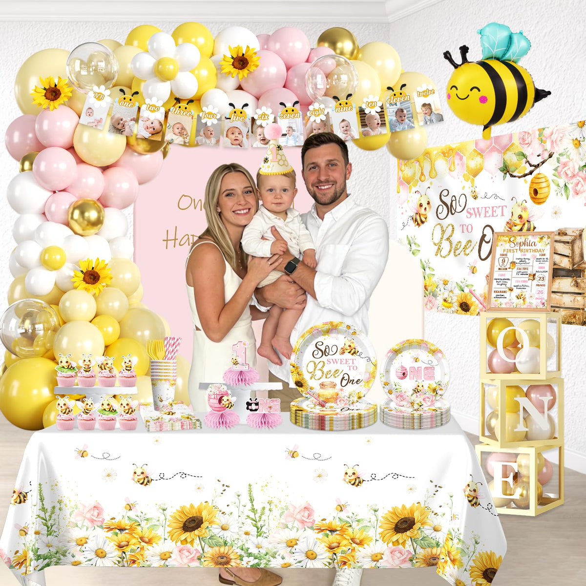 Cocomigo bee tablecloths provide easy cleanup after celebrations.