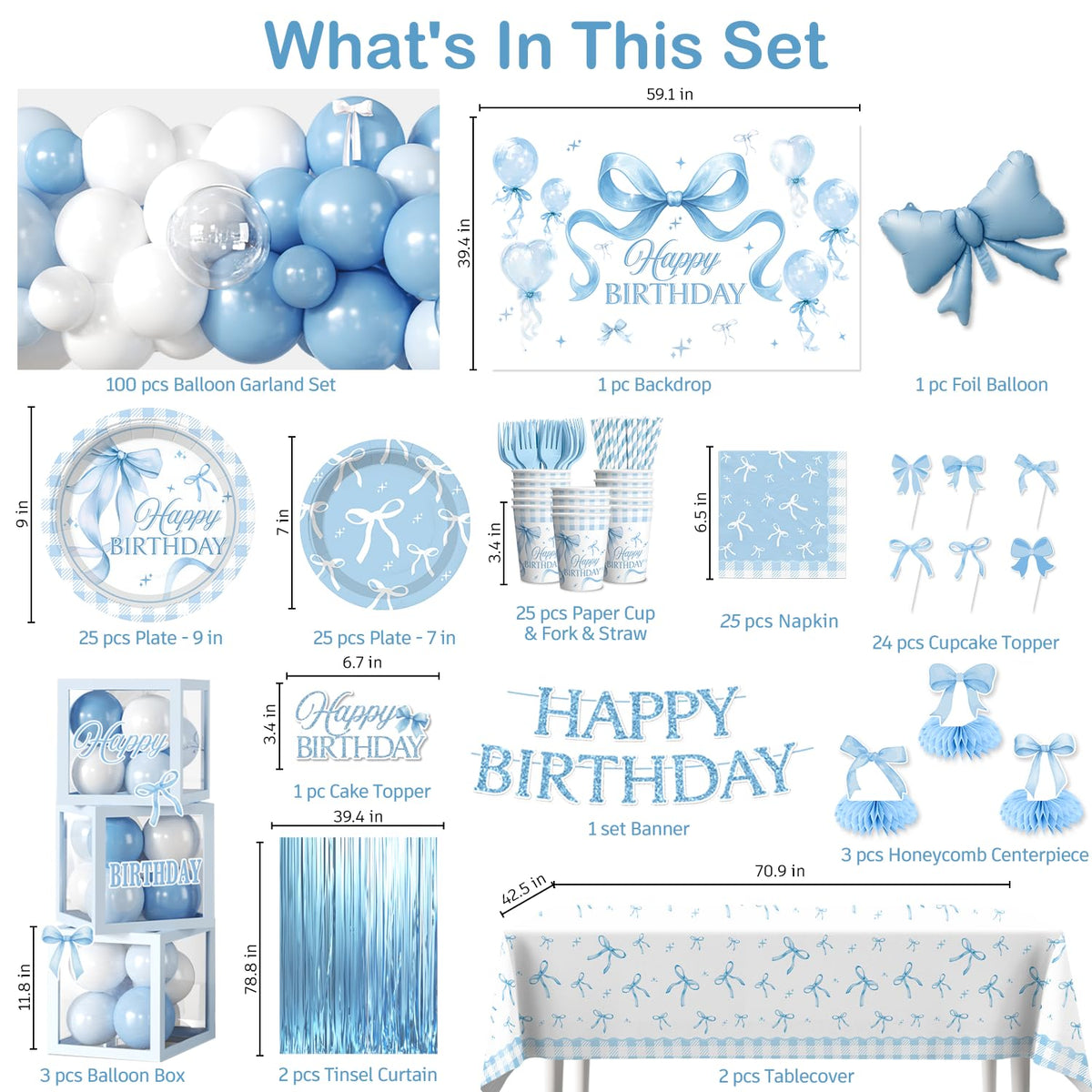 Cocomigo blue bow foil balloon adds a festive focal point
