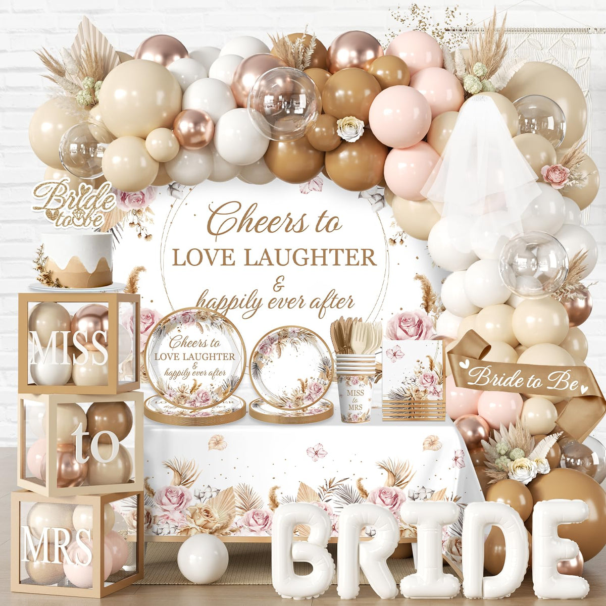 Cocomigo boho bridal shower balloon arch decor for elegant party entry
