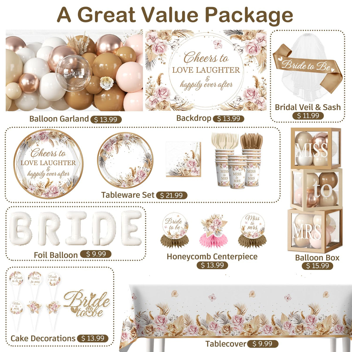 Cocomigo boho bridal shower cake topper enhances cake styling