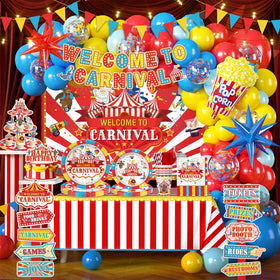 Cocomigo circus banner brightens spaces and anchors the theme.