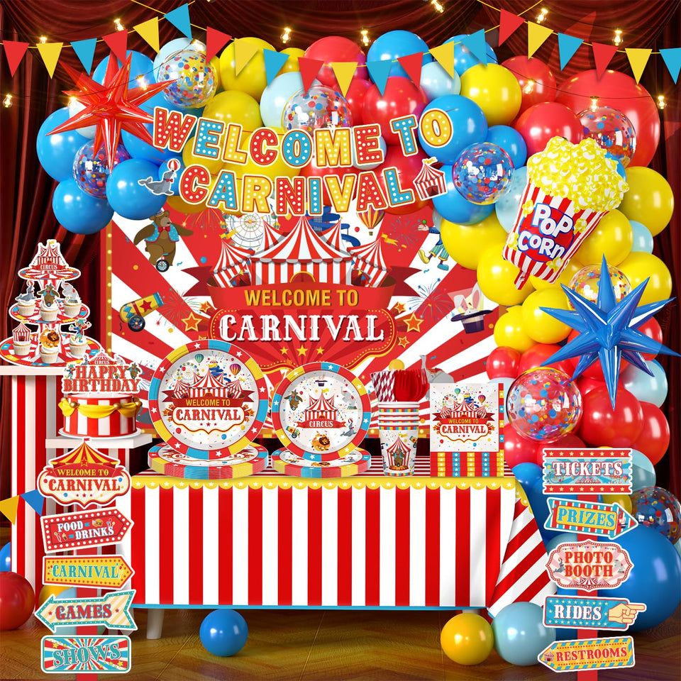 Cocomigo circus banner brightens spaces and anchors the theme.
