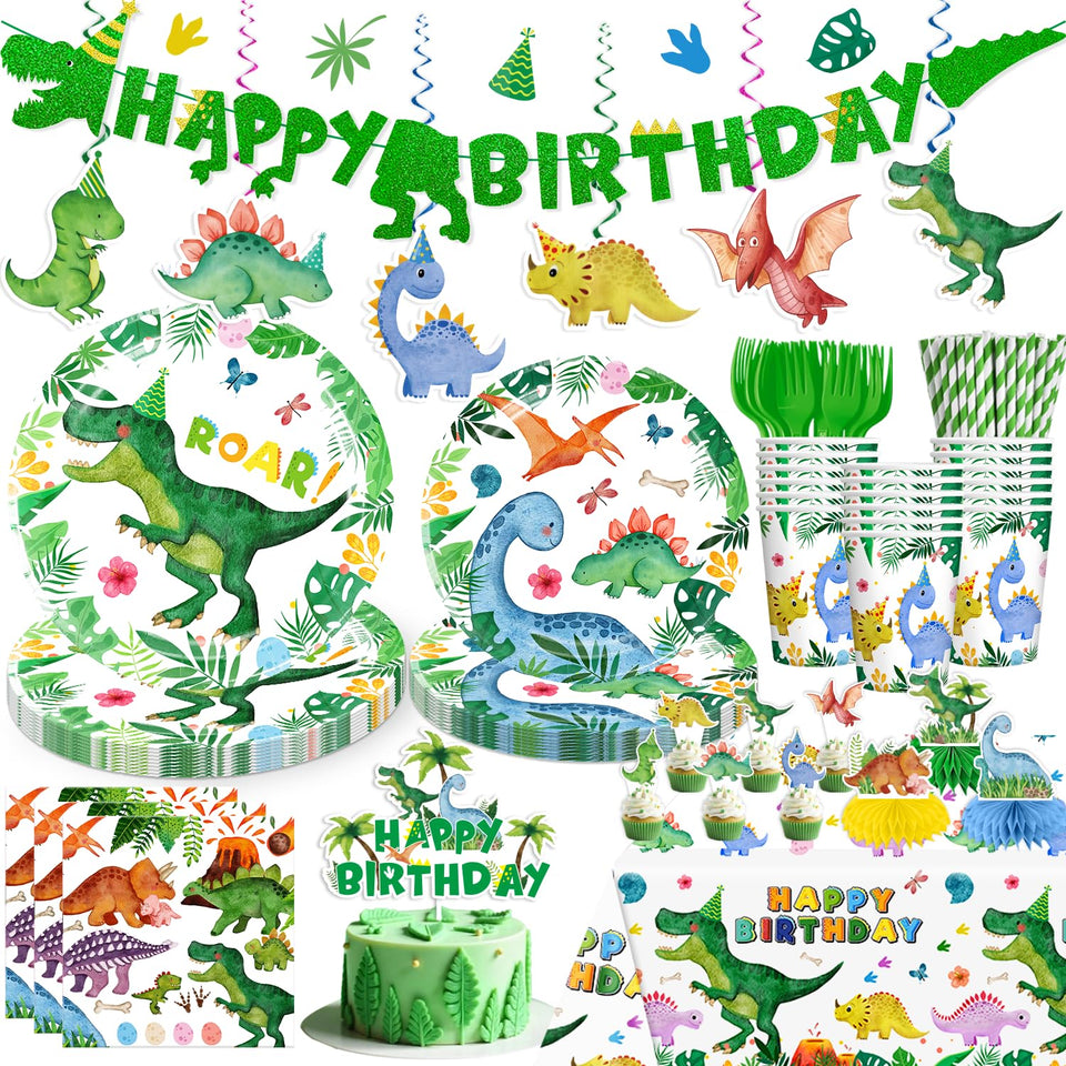 Cocomigo dinosaur banner creates a bright party backdrop for a memorable celebration