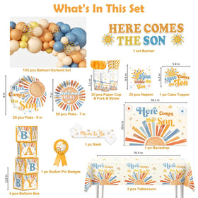 Cocomigo here comes the son tablecloth 71x43 enhances the table setup for photos.