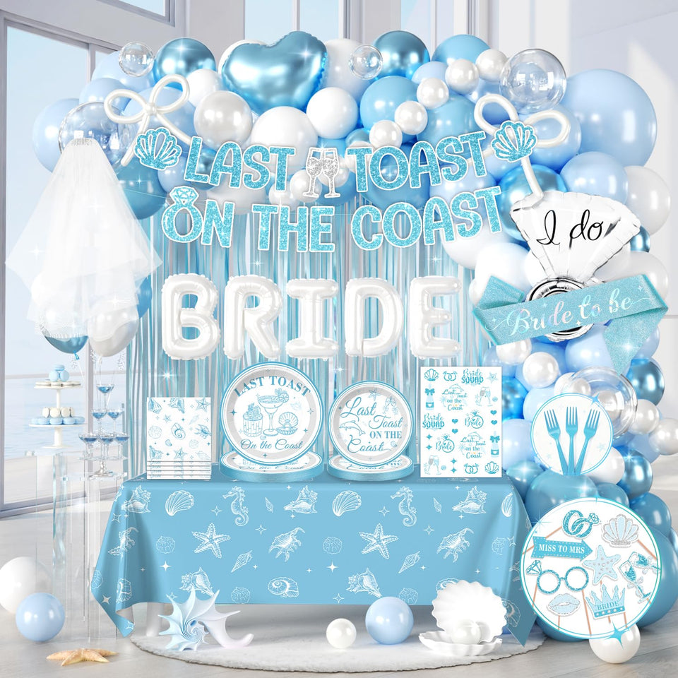 Cocomigo last toast on the coast banner for a chic beach-themed celebration.