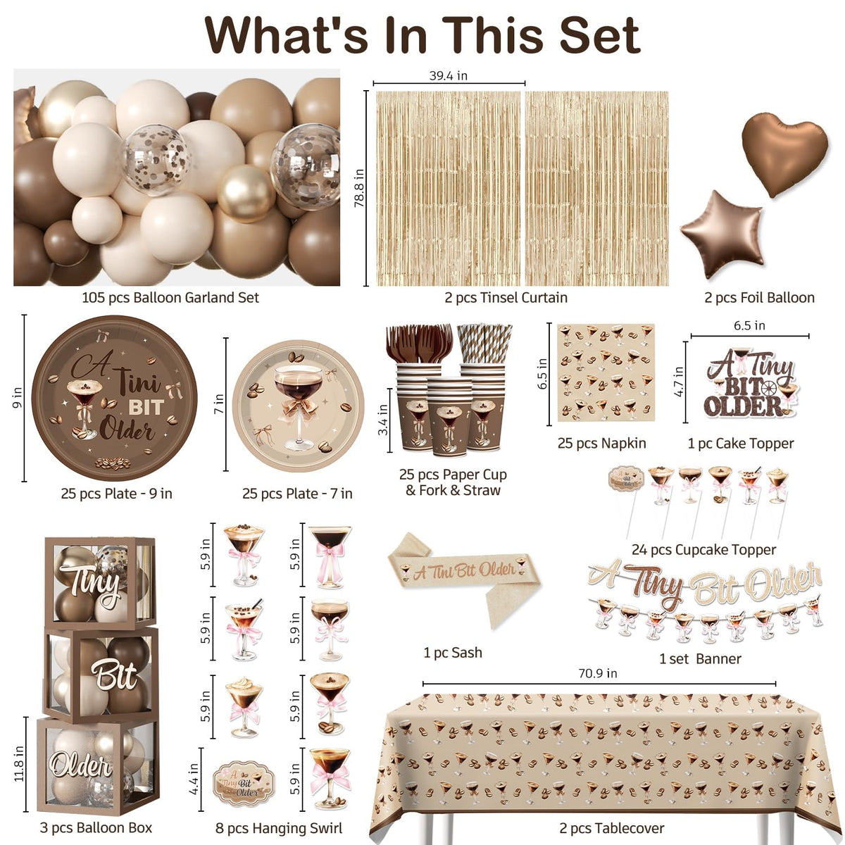 Cocomigo martini glasses bows banner enhances chic party vibes for espresso-inspired decor.