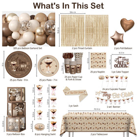 Cocomigo martini glasses bows banner enhances chic party vibes for espresso-inspired decor.