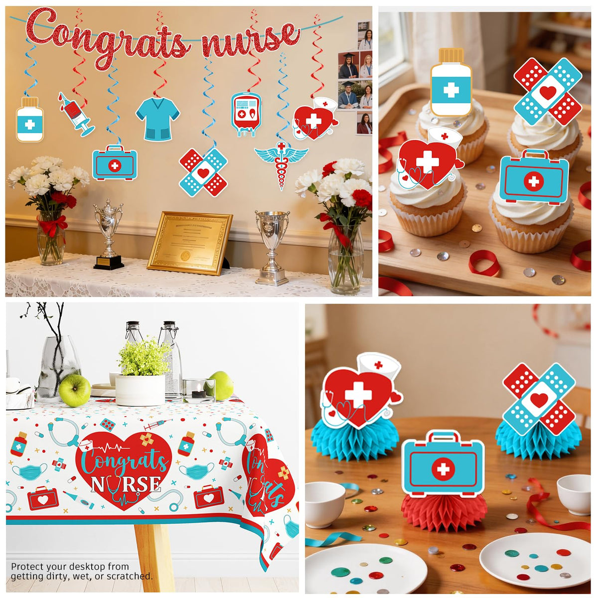 Cocomigo nurse graduation napkins and cups for cohesive table setting
