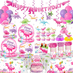 cocomigo pink dinosaur banner for a joyful birthday backdrop and photo moments.
