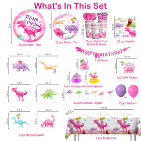 cocomigo pink dinosaur hanging swirls with cutouts add whimsy to cake moments.