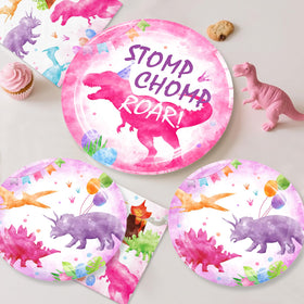 cocomigo pink dinosaur napkins add color and easy cleanup after treats.
