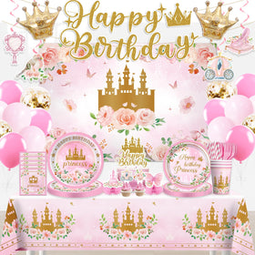 Cocomigo princess birthday banner set the scene for a cohesive party vibe
