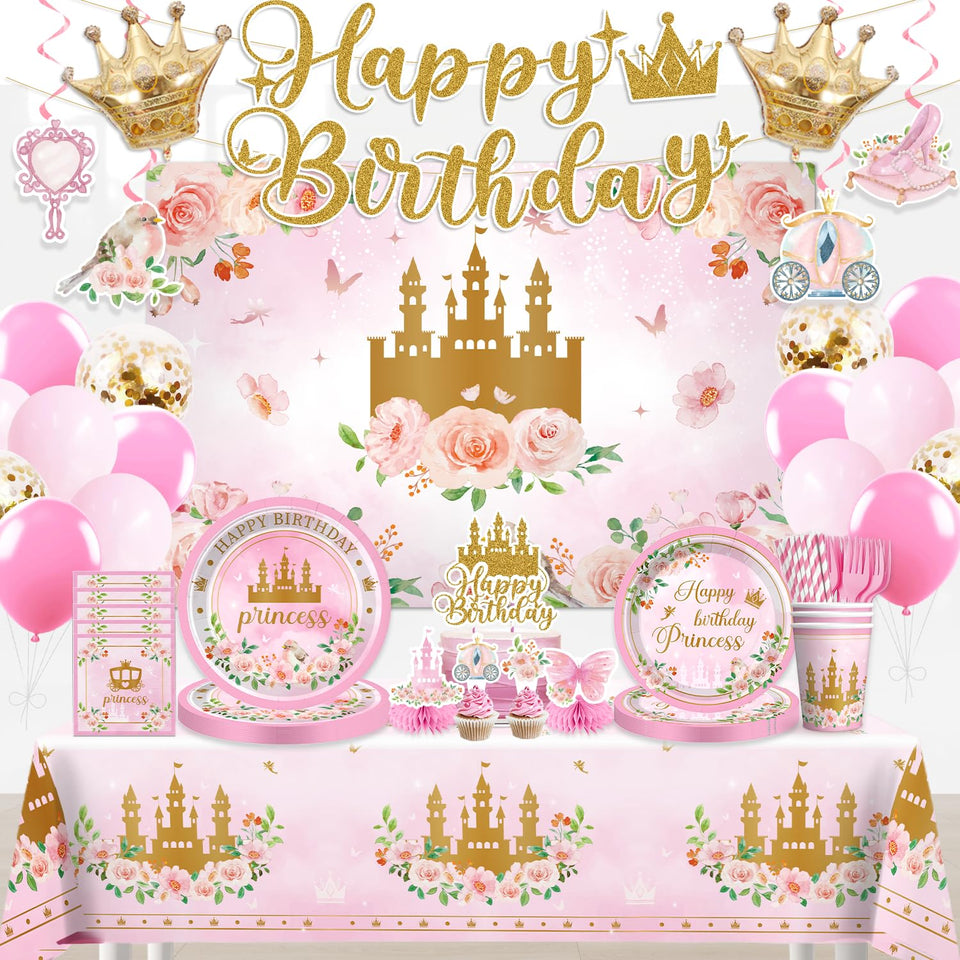 Cocomigo princess birthday banner set the scene for a cohesive party vibe
