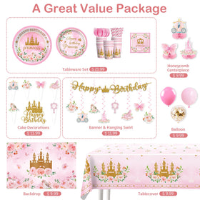 Cocomigo princess foil balloons provide shiny accents for a festive look